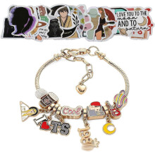 DIY-Charm-Armband mit 50 Musik-Stickern, verstellbares Schmuckaccessoire für Musikfans, Geschenkset