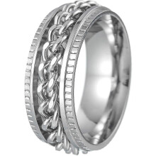 Fidget spinner ring voor mannen en vrouwen tegen angst, met titanium stalen ketting, stressverlichtend sieraad.