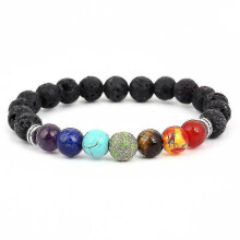 Armband mit 7 Chakra-Natursteinperlen, 8 mm Perlen, verstellbares Unisex-Armband für Damen und Herren, Geschenk für jeden Tag
