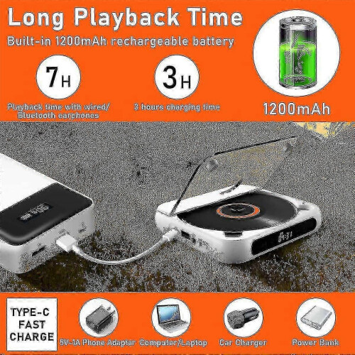 Φορητό CD player με ηχείο Bluetooth, οθόνη LED, στερεοφωνικό ήχο, συσκευή αναπαραγωγή 2