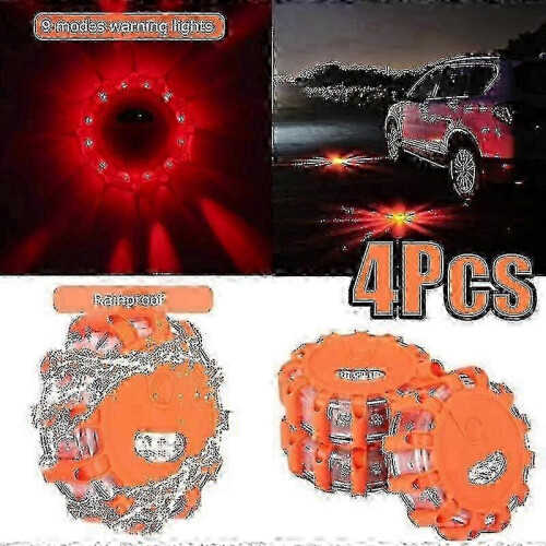Κιτ 4 φλας LED έκτακτης ανάγκης με φλας και δίσκους φάρου για την ασφάλεια του οχ 1