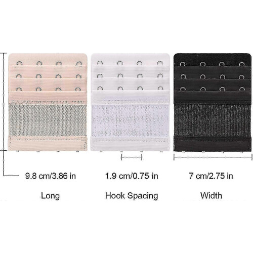 6 Pieces Women's Soft Comfortable Bra Strap Extenders, 4 Hook 3 Row Adjustable Extension Set 1