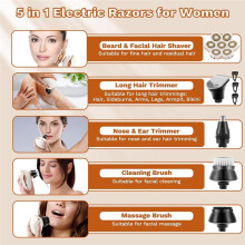 Electric Razors for Women, 7D Electric Shaver for Women,Wet/Dry Bikini Trimmer, Rechargeable Facial Hair Removal