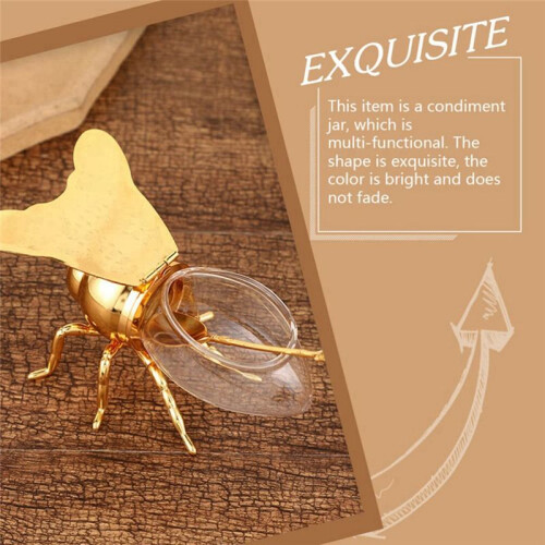 Bee Shape Glass Bottle, High-End Kitchen Seasoning Jar, Bee Sugar Cup (Gold)