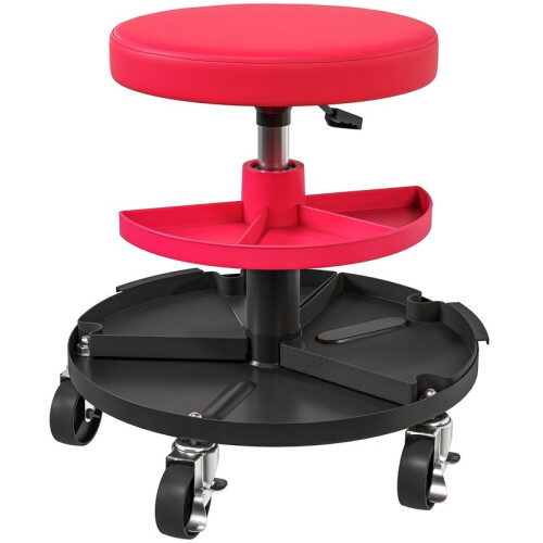 Rolling Workshop Stool with Trays, Adjustable Height 40-51cm, 135kg Capacity 1