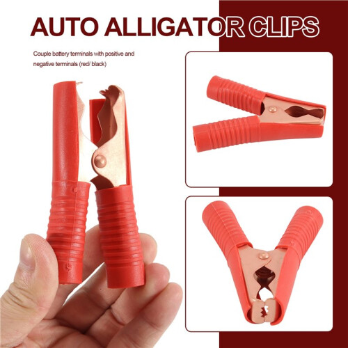 Car Alligator Clips Battery Clamps Crocodile Clip 100A Red+Black 2