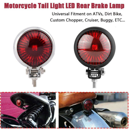2X Motorcycle LED Rear Tail Light Brake Stop Lamp Moto LED Tail Light for Bobber Chopper Cafe Chrome 2