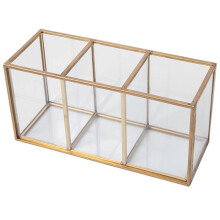 Organizer da Scrivania di Lusso In Oro A 3 Scomparti con Vetro Trasparente, Ideale per La Casa