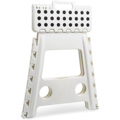 Heavy Duty 17" Folding Step Stool, Non-Slip Platform, 150kg Load, White 2
