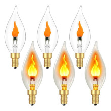 6 Pcs Flame Light Bulbs E12 Candelabra, Realistic Flickering LED Fire Light Bulb, Flicker Bulb for Lantern Lamp