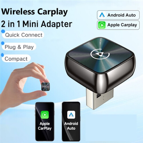 2 in 1 Wireless CarPlay Adapter&Android Auto Wireless Adapter, 5Ghz WiFi Type-C/USB Plug  Dongle CarPlay Wireless 1