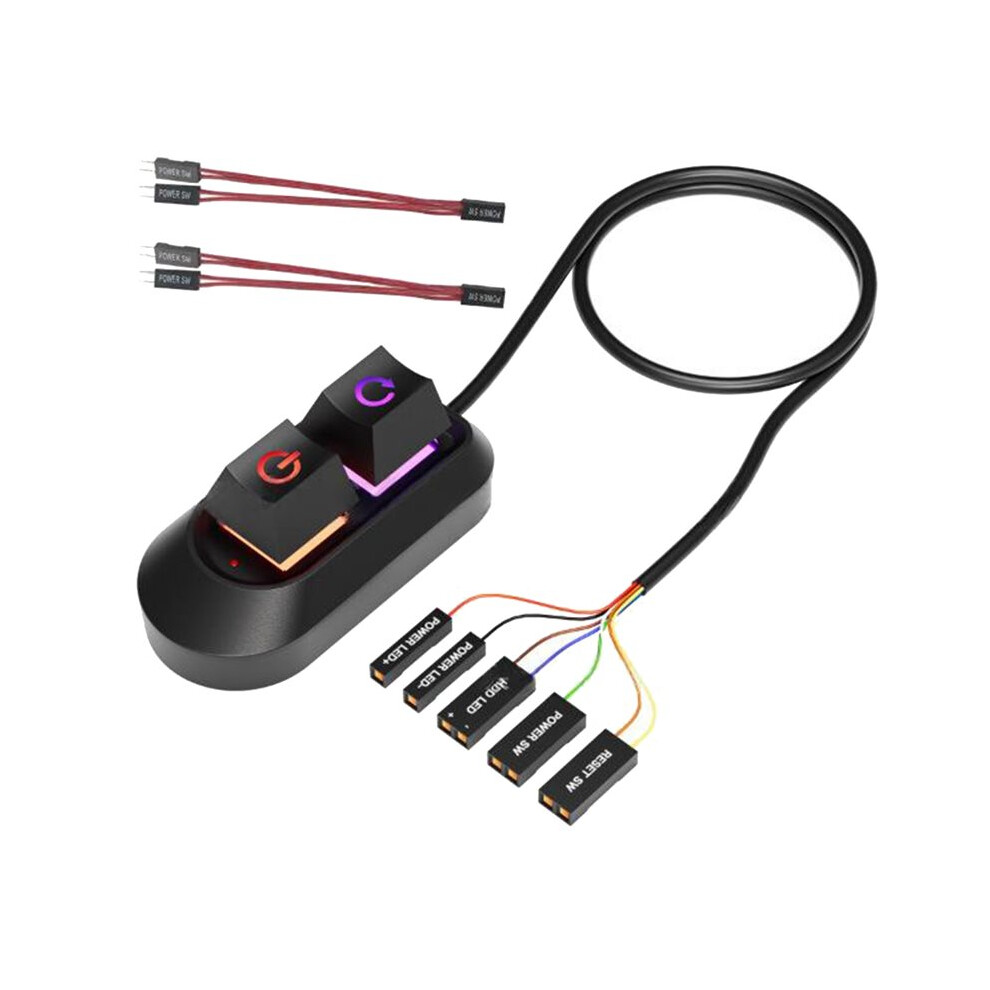 Rgb Led Computer Desktop Power Pc Motherboard External Power Off Reset Button Cable Key With Lights 6034104263744