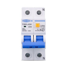 TOMZN TOB1L-63H 2P 63A 230V AC 50Hz/60Hz Cut L N Residual Current Circuit Breaker with over Current and Leakage Protection RCBO