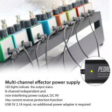 Guitar Pedal Power Supply with 8 Isolated 90 Degree Elbow DC9V Outputs for Effect Pedal Board USB 5V Input