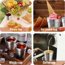 4 Pieces 304 Stainless Steel Cups Double Wall Tumbler Glasses Stackable Metal Drinking Cup for Home Camping