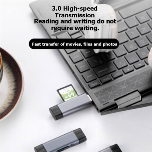 Multi-Functional Dual-Port Type-C/USB 2.0 Card Reader Supporting  TF Memory Cards Plug &  for Phone PC