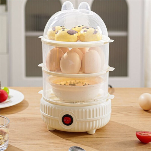Compact Egg Cooker with Auto Shut Off for Hard/Soft Boiled Eggs & Custard, Ideal for Dorms Two Floor US Plug 2