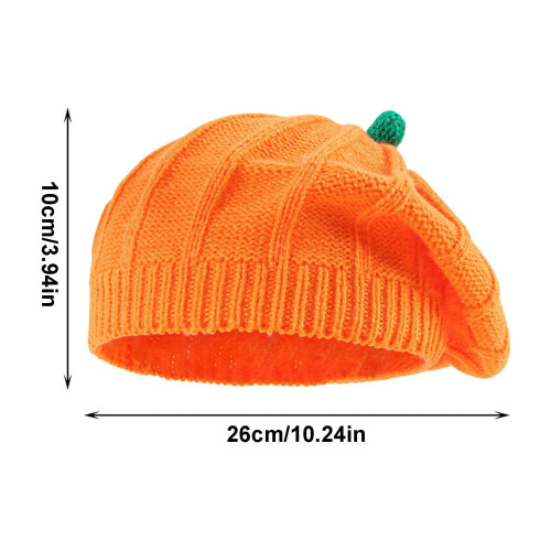 Καπέλο μπερέ για αποκριές με πορτοκαλί πλεκτό κολοκύθας και ζεστό καπέλο 2