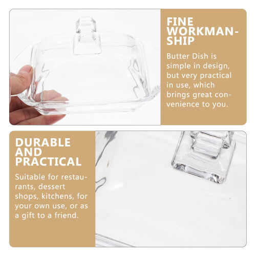 Butterdose aus Glas mit Deckel, transparent, 1 Stück 1