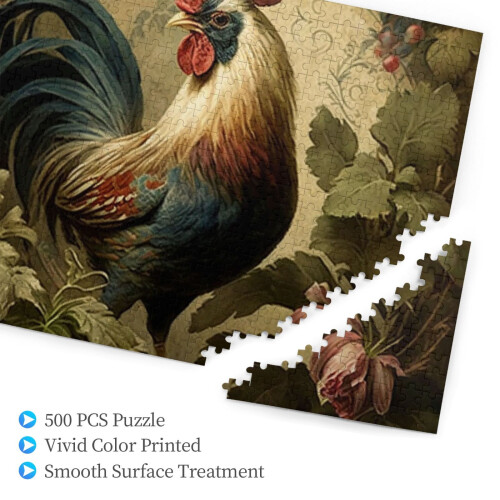 Παζλ Rooster Vintage Art Μεγάλα Κομμάτια 500 Τεμαχίων 1