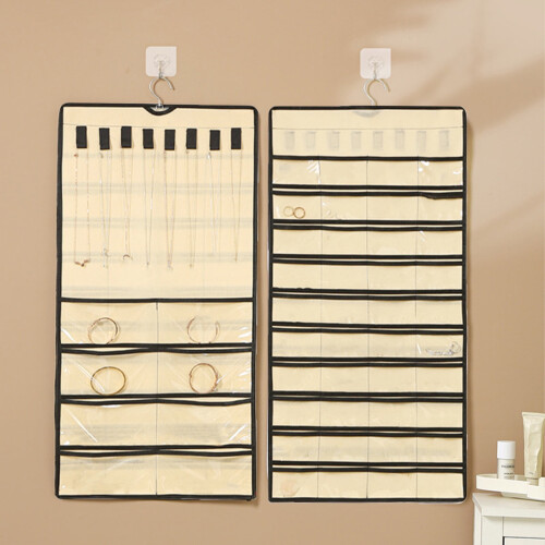 Schmuckaufhänger Beige 48 Fächer