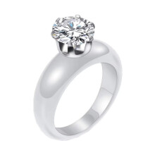 Alliance en céramique pour femme avec incrustation de zircone cubique - Taille