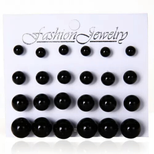 Kristall-Strass-Perlen-Ohrstecker-Set, 12 Paar