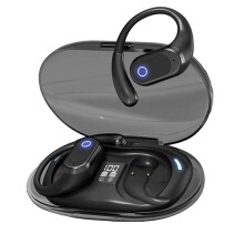 Trådlösa Bluetooth 5.4-hörlurar med öronkrokar, svarta