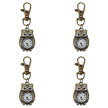 4X Keychain Clock Keyring Owl Shape 37X24Mm