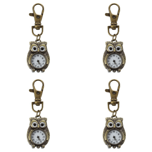 4X Keychain Clock Keyring Owl Shape 37X24Mm