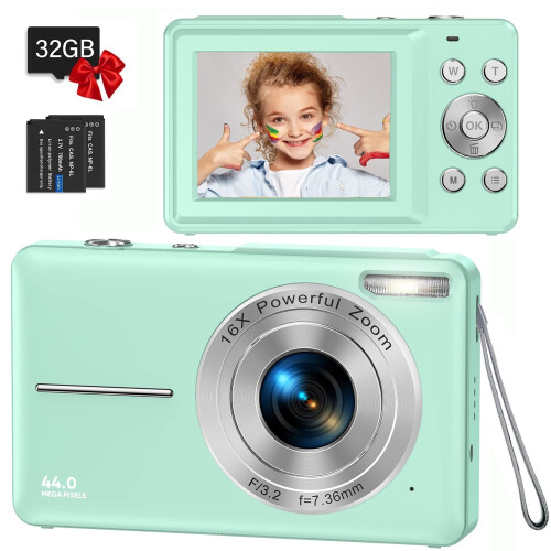 Câmera digital infantil FHD1080P44MP com tela LCD de 2,4 polegadas.