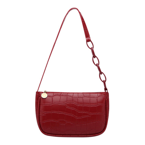 Rote Damen-Schultertasche aus Leder