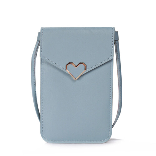 Γυναικεία Τσάντα Τηλεφώνου Crossbody από Μπλε Μίνι Δερμάτινη με Κάρτα