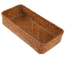 Panier à couverts tressé MUSEYA marron clair multifonctionnel