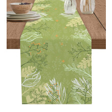 Chemin de table aquarelle en forme de feuille d'olivier pour la décoration de mariage à la maison