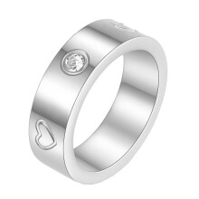 Bague de mariage en acier inoxydable pour femme, en forme de cœur, ornée de motifs cubiques.