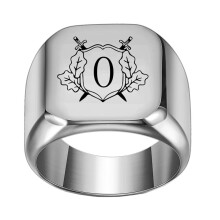 Bague carrée personnalisée en acier inoxydable avec lettre AZ argentée, taille 7
