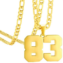 Sportliche Halskette aus Edelstahl, Gold, Nummer 83