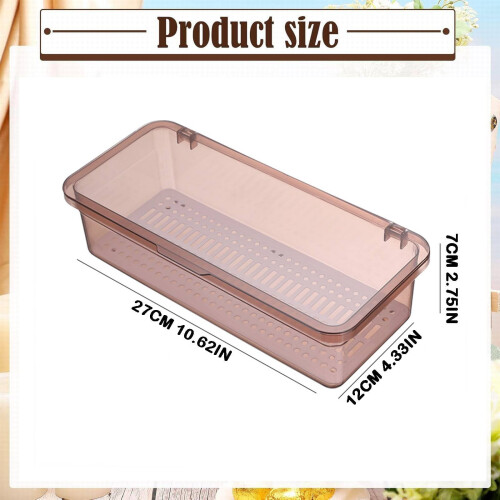 Clear Plastic Silverware Organizer with Lid and Drainer 2