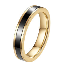 Alliance en céramique noire pour femme, 4 mm, taille 6