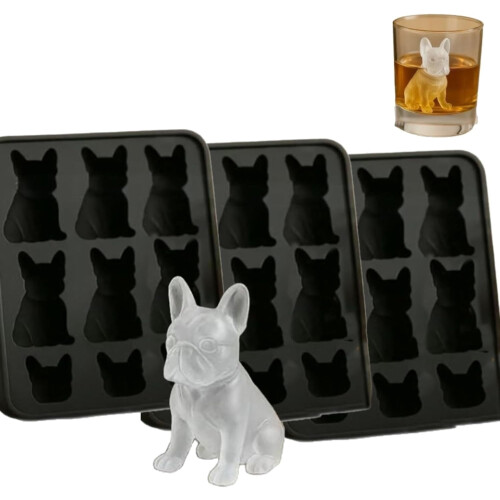 Fransk Bulldogg Isform 3D Silikonform 9 Hål
