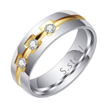 Alliance pour homme en acier inoxydable avec zircon cubique 6 mm