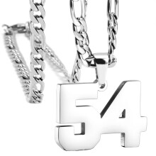 Collier de sport en acier inoxydable argenté numéro 54