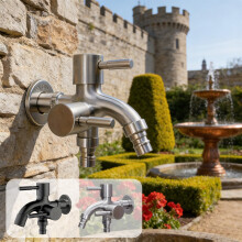 Stainless Steel Outdoor Garden Faucet 304 1-in-2-out Dual