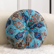 Coussin de sol rond bohème 35,5 cm (14 pouces) Citrouille Coton Lin