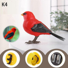 (K4) Interactive Electronic Bird Toy, Sound & Motion Activated, Battery-Powered Chirping Decorative Bird, ABS+PC, 13.5  9 cm