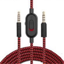 (Red) Logitech GPRO X G233 G433 -yhteensopiva äänikaapeli, jossa äänenvoimakkuuden säätö ja mykistys, musta