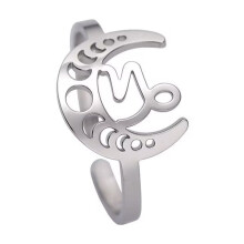 Bague ajustable pour femme en acier inoxydable avec constellation de la lune