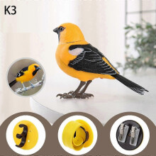 (K3) Interactive Electronic Bird Toy, Sound & Motion Activated, Battery-Powered Chirping Decorative Bird, ABS+PC, 13.5  9 cm