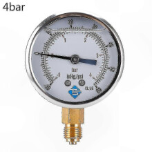 (0-4Bar) Glycerin Filled 1/4 BSP Bottom Mount Pressure Vacuum Gauge -1/+10 Bar for Water Oil Gas
